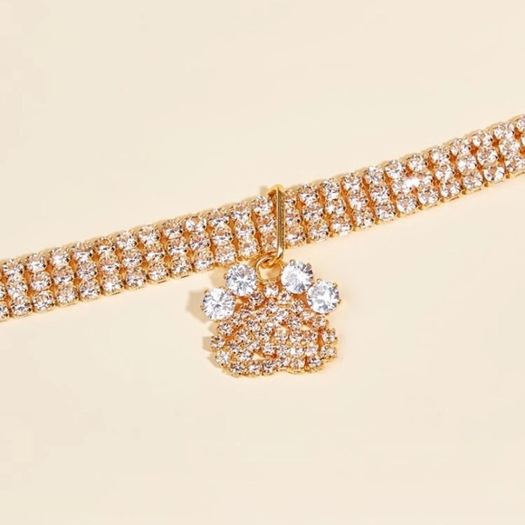 New Rhinestone Pet Collar Gold Color Cat Dog - Picture 2 of 3